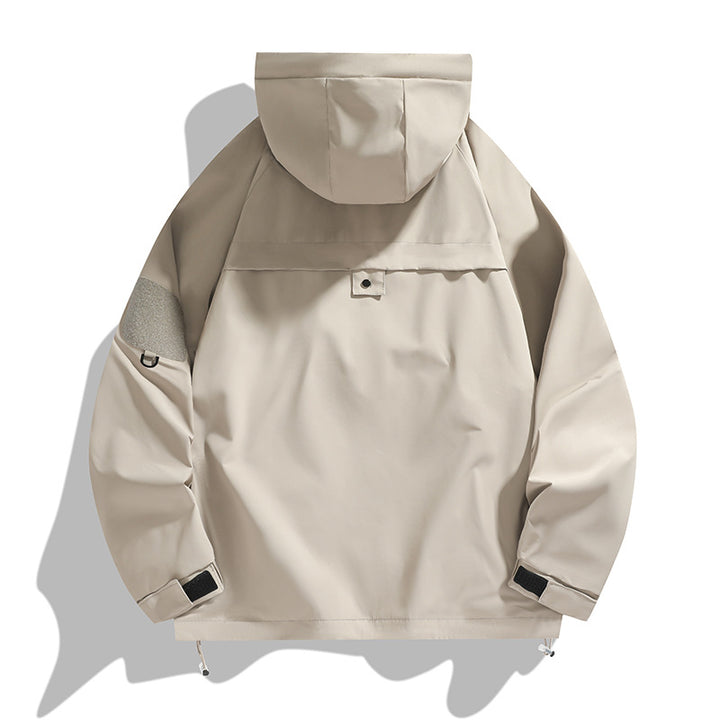 Herren atmungsaktiver Utility Hoodie-Jacke mit verdecktem Reißverschluss, Mehrzwecktaschen und verstellbaren Ärmelbündchen – Cavarno
