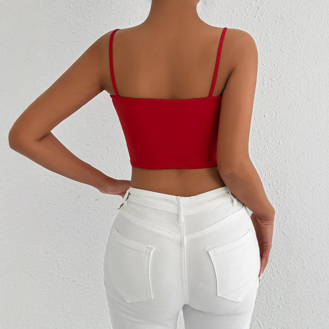 Damen Figurbetontes Crop-Top aus elastischem Material mit Spaghetti-Trägern Echo Archiv