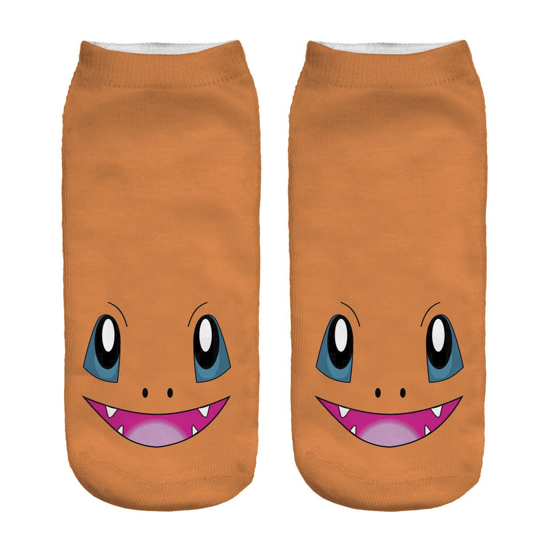 Unisex Niedrige Ankle-Socken mit Cartoon-Monster-Gesicht und weichem Baumwollmix – Norré