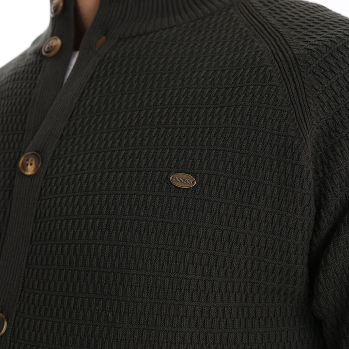 Herren Strickjacke mit strukturiertem Design und praktischen Knöpfen Echoarchiv