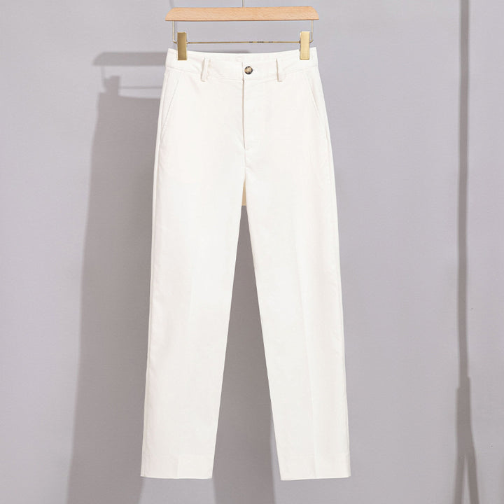 Damen Hochtaillierte gerade geschnittene Chino-Hose mit Bügelfalte Echoarchiv