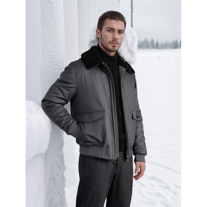 Herren lässige und warme Jacke mit Sherpa-Kragen Echoarchiv