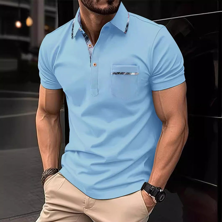 Herren Poloshirt mit modischem Kragen und praktischer Brusttasche Echoarchiv