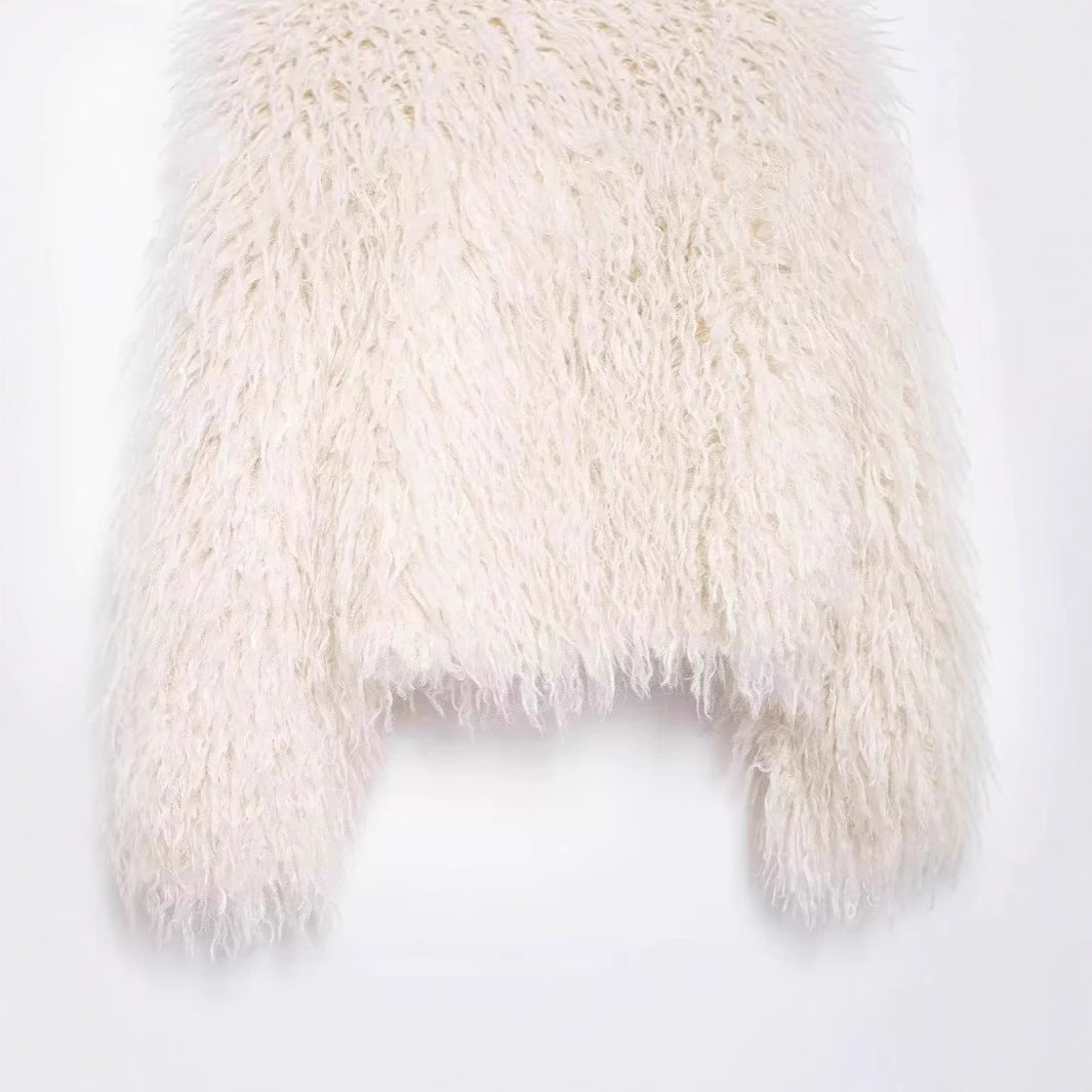 Damen Kurzgeschnittene Bolerojacke aus langfaserigem Kunstpelz mit Shaggy‑Textur Echo Archiv