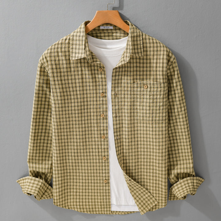 Herren Feines Karomuster-Layering-Hemd aus Baumwollpopeline mit Brusttasche und relaxed Saum Echoarchiv