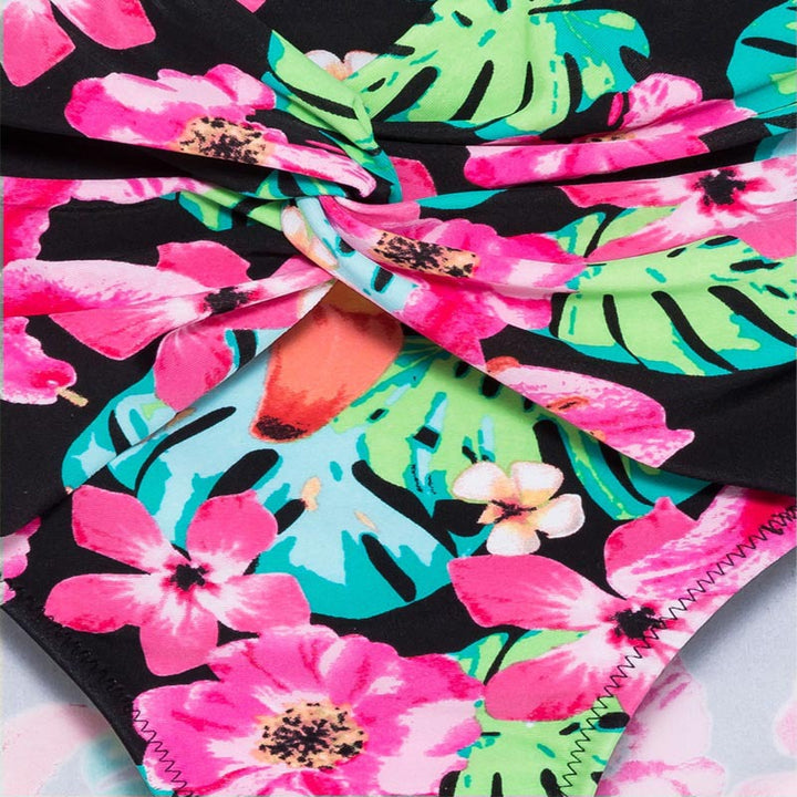 Damen Bunt floral gemusterter Bikini mit Balconette-Oberteil und hoher Taille Echo Archiv