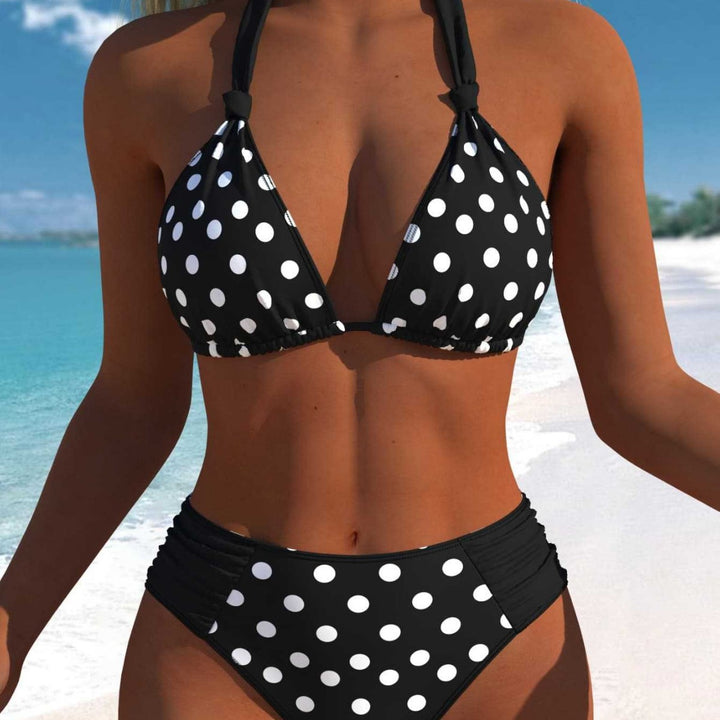 Damen Bikini-Set mit modernen Polka-Dots und hoch taillierter Bikini-Hose Echo Archiv