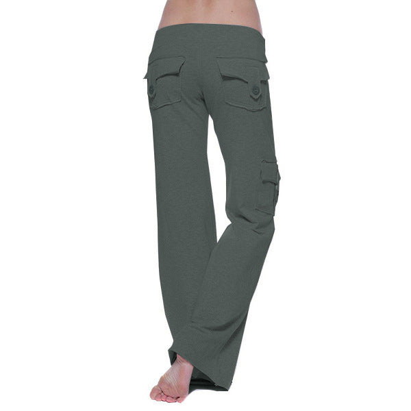 Damen nan lässige Low-Rise Cargo-Loungehose mit weitem Bein, breitem Komfortbund und dekorativen Klappentaschen Echo Archiv