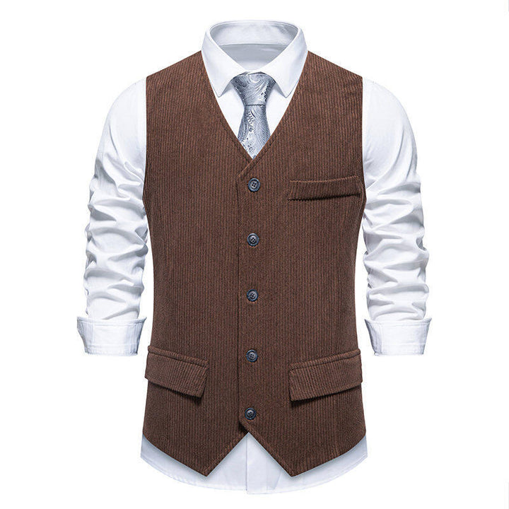 Herren elegante Anzugweste im klassischen Herringbone-Design mit praktischen Taschen Echoarchiv