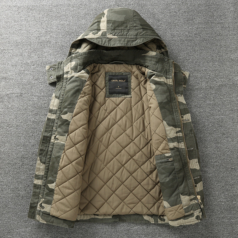Herren Gefütterte Fieldjacke mit Kapuze und wattierter Stepp-Innenverarbeitung Echoarchiv