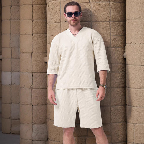 Herren lässiges V-Ausschnitt Oberteil mit Shorts Echoarchiv