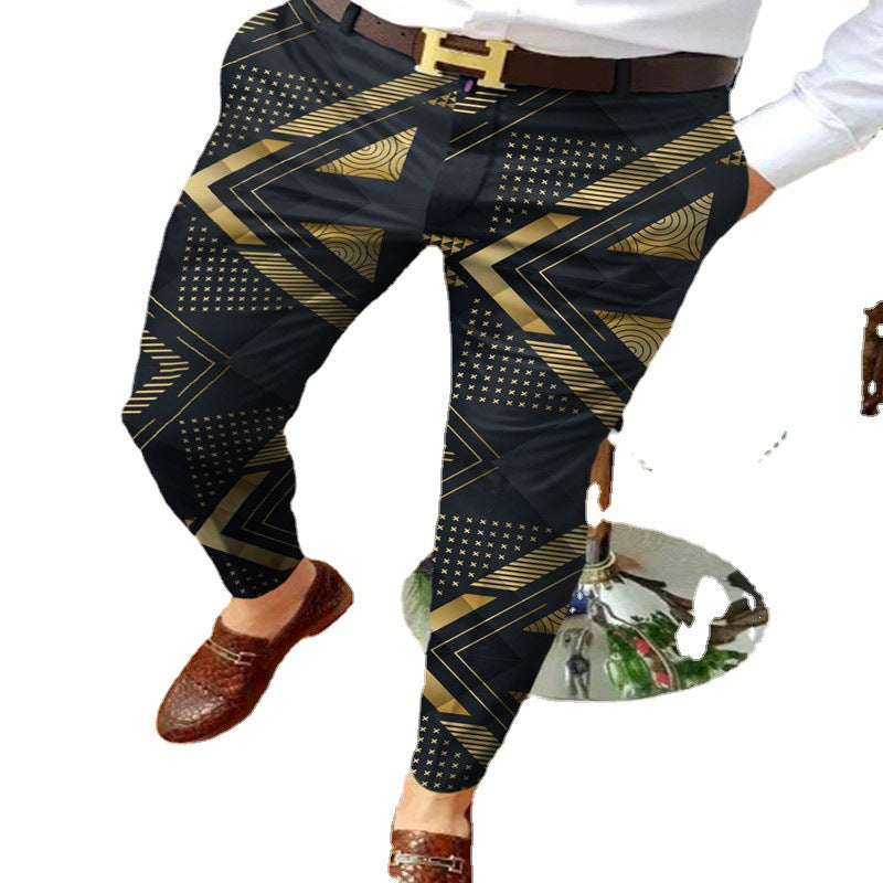 Herren stilvolle geometrische Druck Slim Fit Hose Echoarchiv