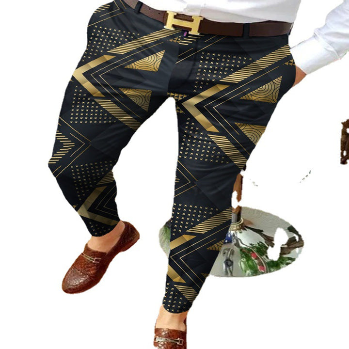 Herren stilvolle geometrische Druck Slim Fit Hose Echoarchiv