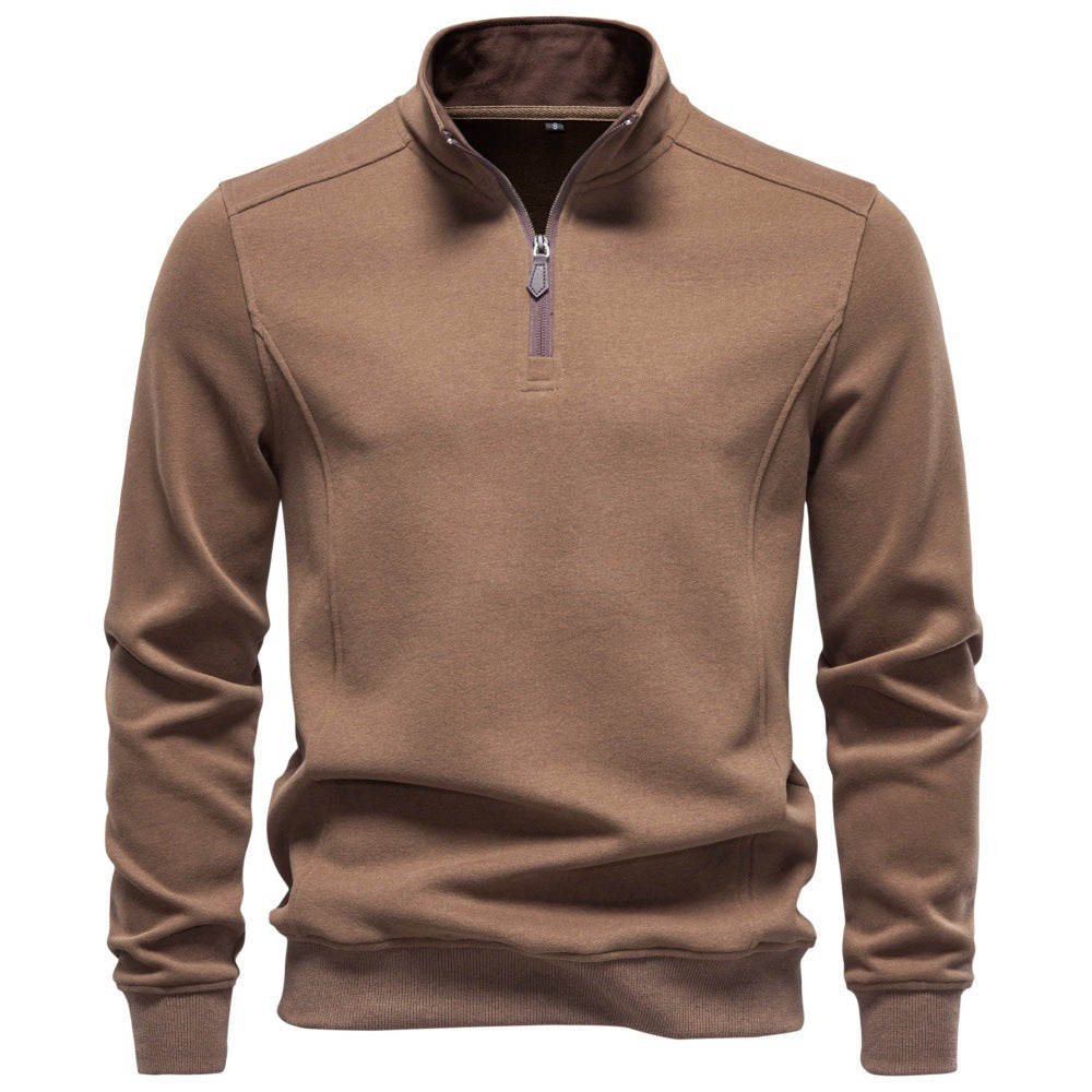 Herren Troyer-Pullover mit kurzem Reißverschluss und Stehkragen Echoarchiv