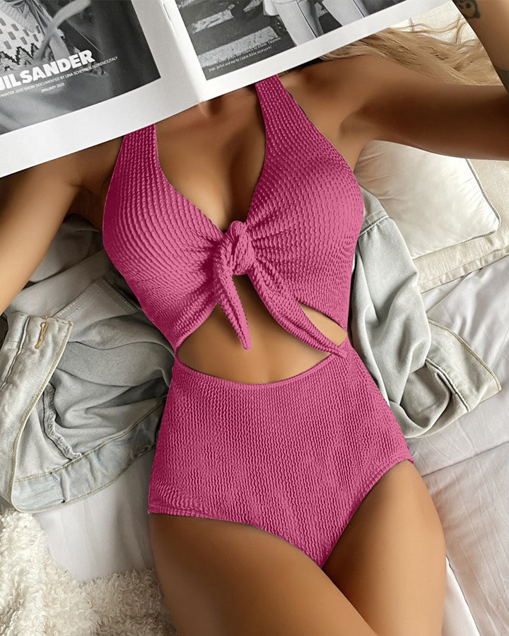 Damen Einteiliger Badeanzug mit raffiniertem Cut-Out und Knotendetail Echo Archiv
