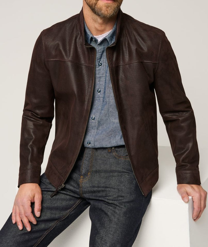 Herren elegante Lederjacke mit strukturiertem Design Echoarchiv