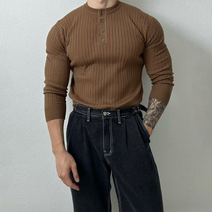 Herren Elegantes Langarmshirt mit Knopfleiste Echo Archiv