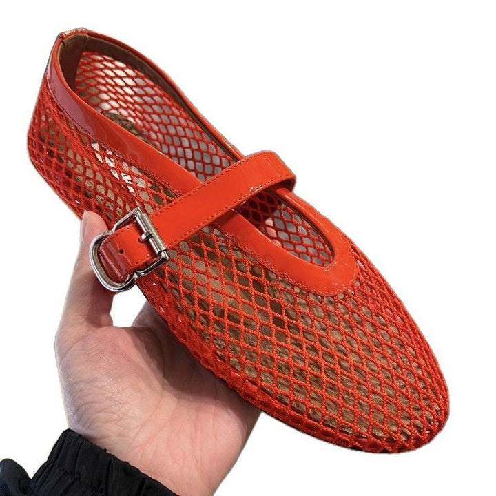 Damen Netz-Ballerinas mit elegantem Riemen und bequemer Sohle Echoarchiv