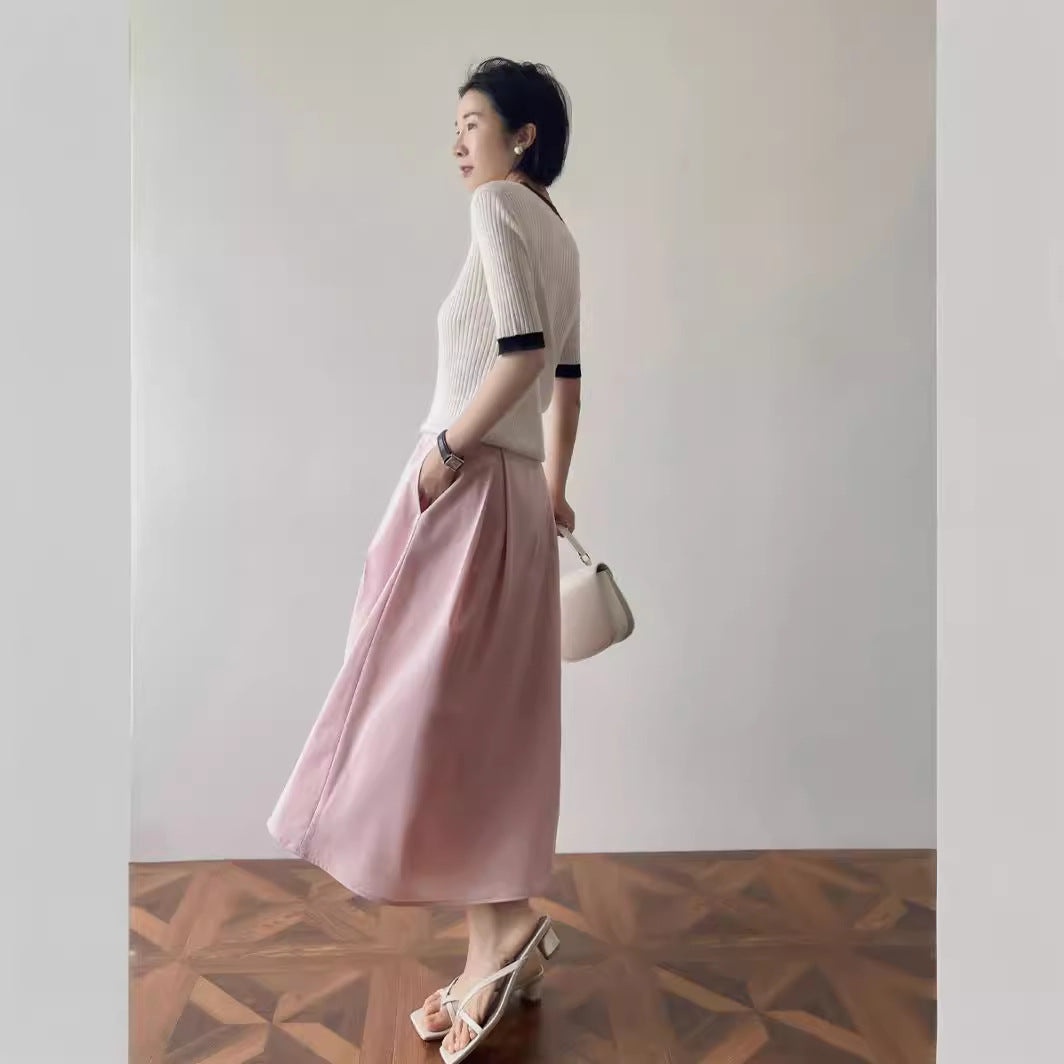 Damen Elegante und lässige Midi-Bluse mit Knopfdetail Echoarchiv