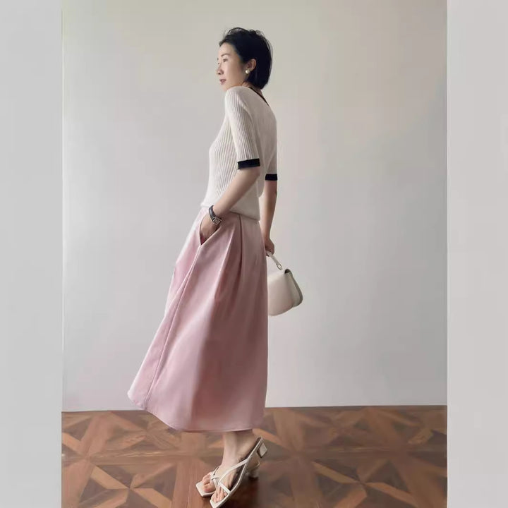 Damen Elegante und lässige Midi-Bluse mit Knopfdetail Echoarchiv
