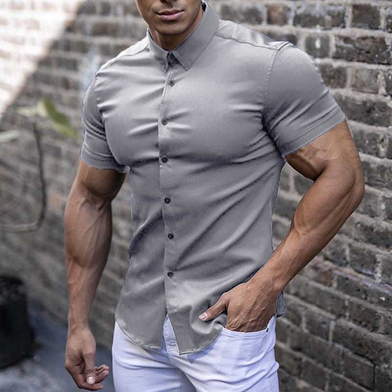 Herren Slim-Fit Kurzarmhemd mit strukturiertem Design Echoarchiv