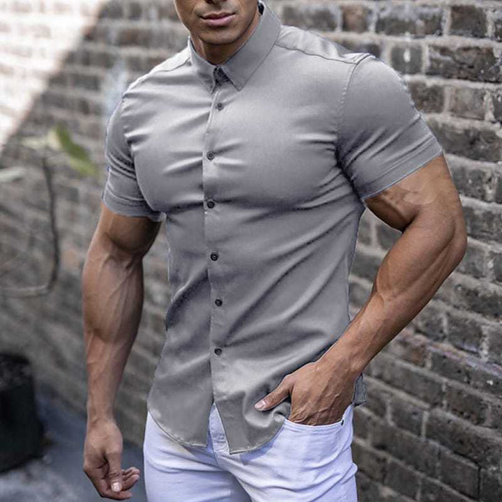 Herren Slim-Fit Kurzarmhemd mit strukturiertem Design Echoarchiv