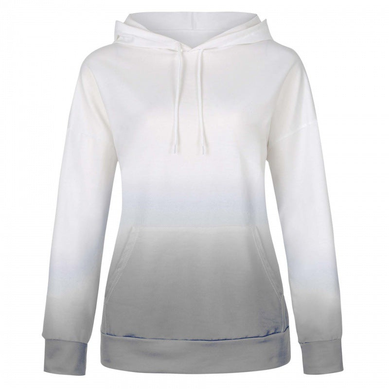 Damen Oversize Kapuzenpullover mit Dip-Dye Farbverlauf und Kängurutasche – Auréline