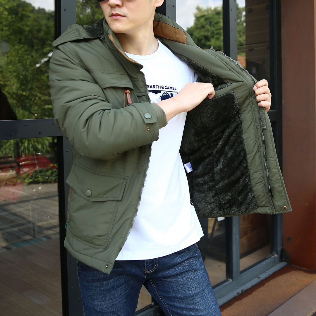 Herren isolierte Fieldparka mit Sherpa‑Kragen und Multifunktionstaschen Echoarchiv