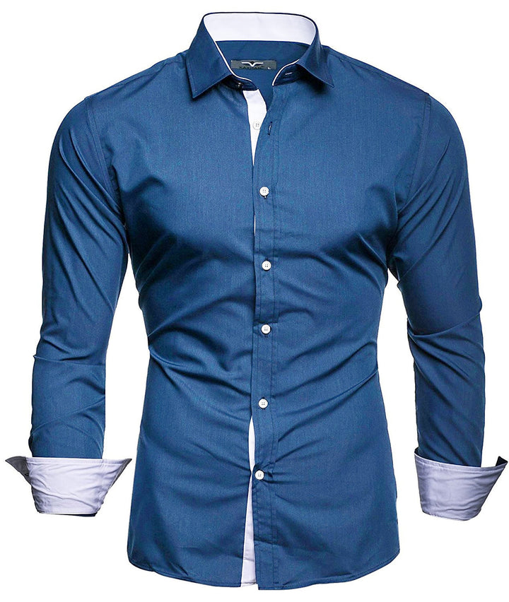 Herren elegantes Langarmhemd mit kontrastierenden Akzenten Echoarchiv