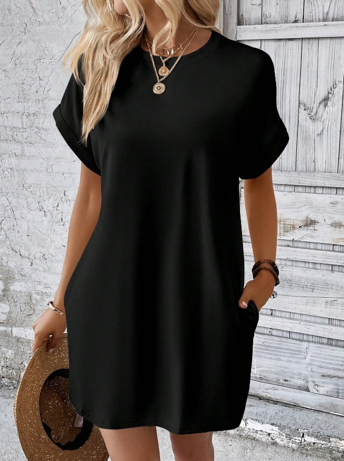 Damen Lockeres T-Shirt-Kleid mit praktischen Taschen und lässigem Design Echoarchiv