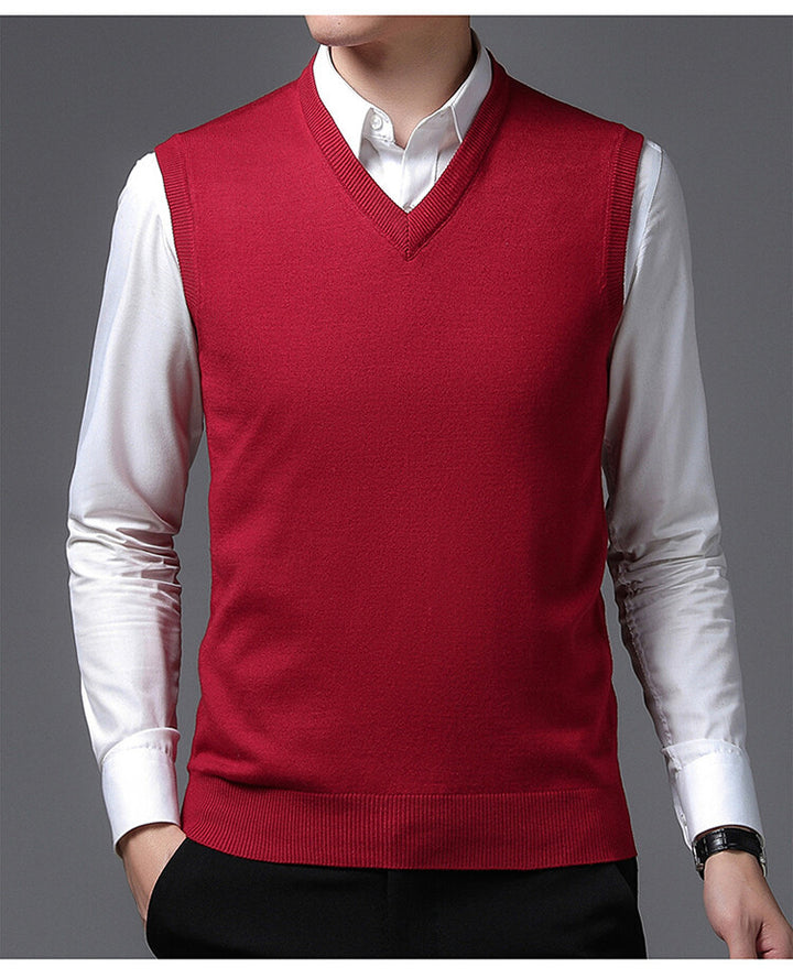 Herren V-Pullover aus feiner Baumwollmischung mit eleganter Struktur Echoarchiv