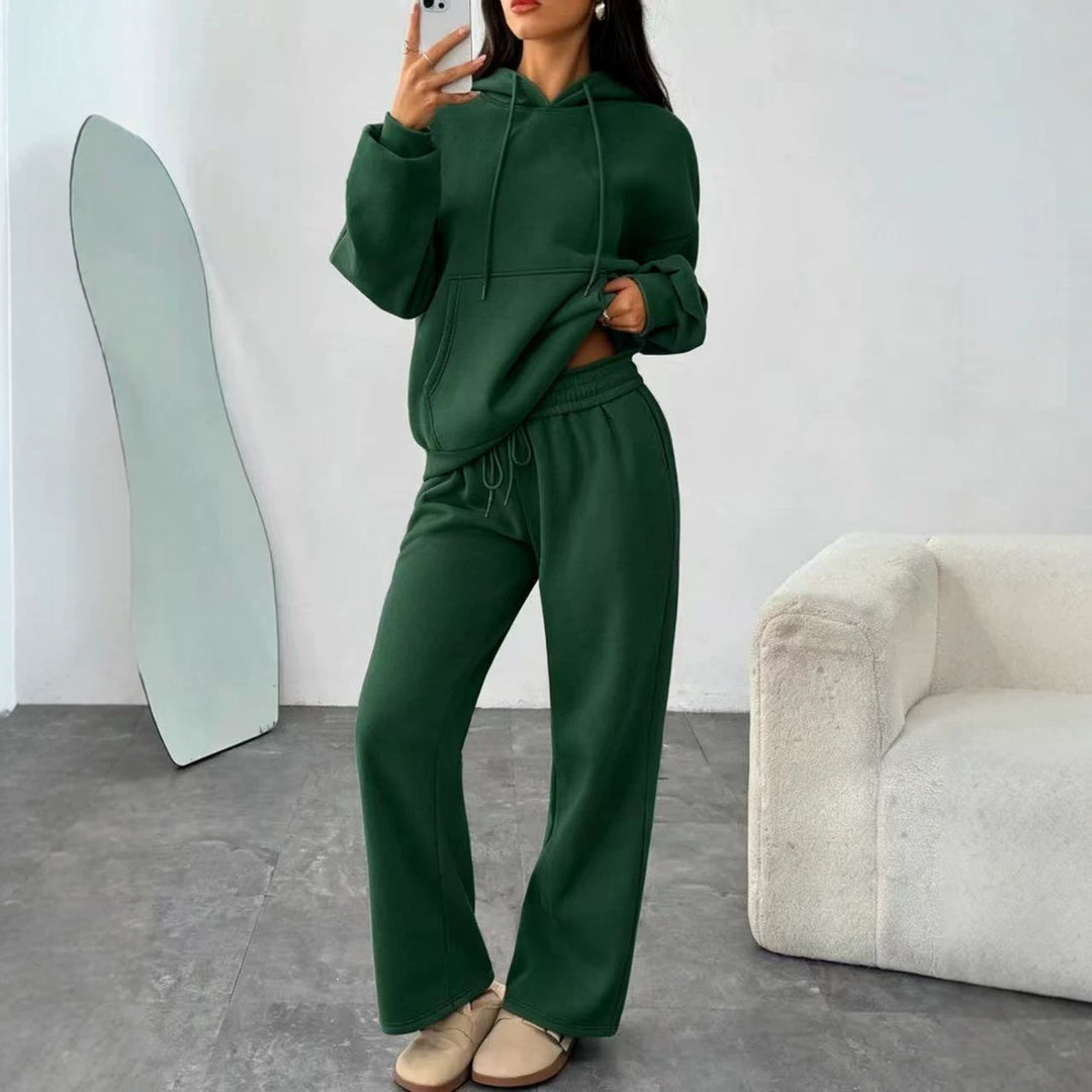 Damen Oversized Hoodie-Set mit Kängurutasche und weiter Palazzohose – Auréline