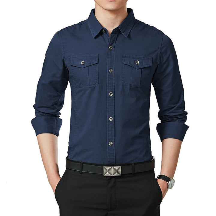 Herren Slim-Fit Hemd im Utility-Stil mit Brustpattentaschen und Kentkragen Echo Archiv