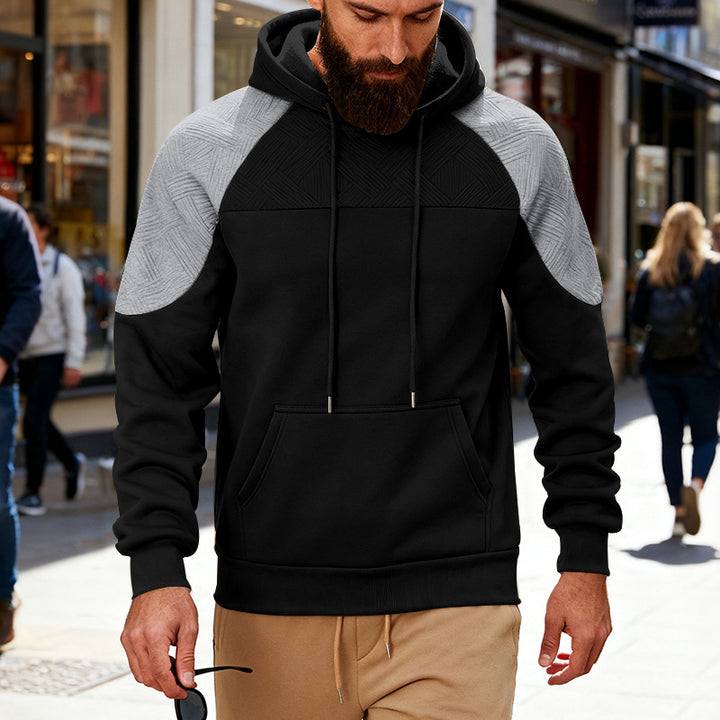Herren sportlicher Kapuzenpullover mit strukturierten Ärmelpanels Echoarchiv