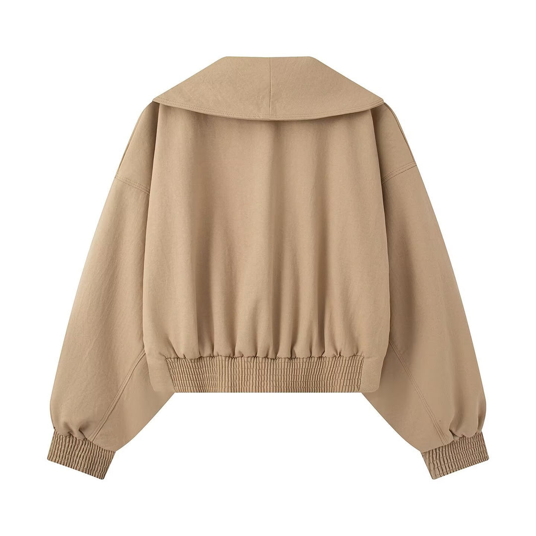 Damen Kurzjacke mit weitem Schalkragen, tailliertem Bindegürtel und Ballonärmeln Echo Archiv
