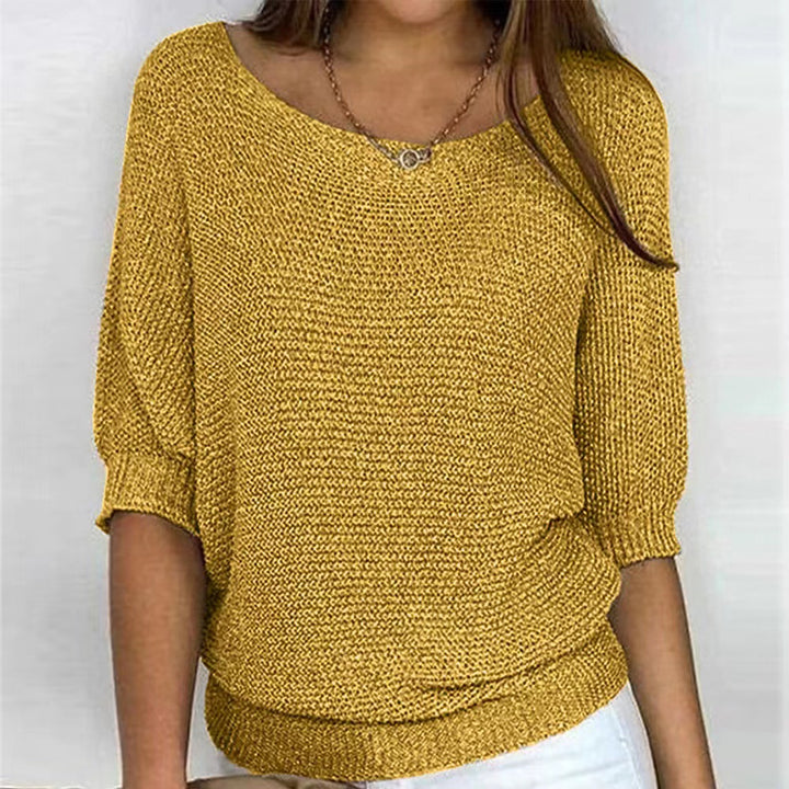 Damen nan legerer kastiger Feinstrickpullover mit weitem Ausschnitt Echo Archiv