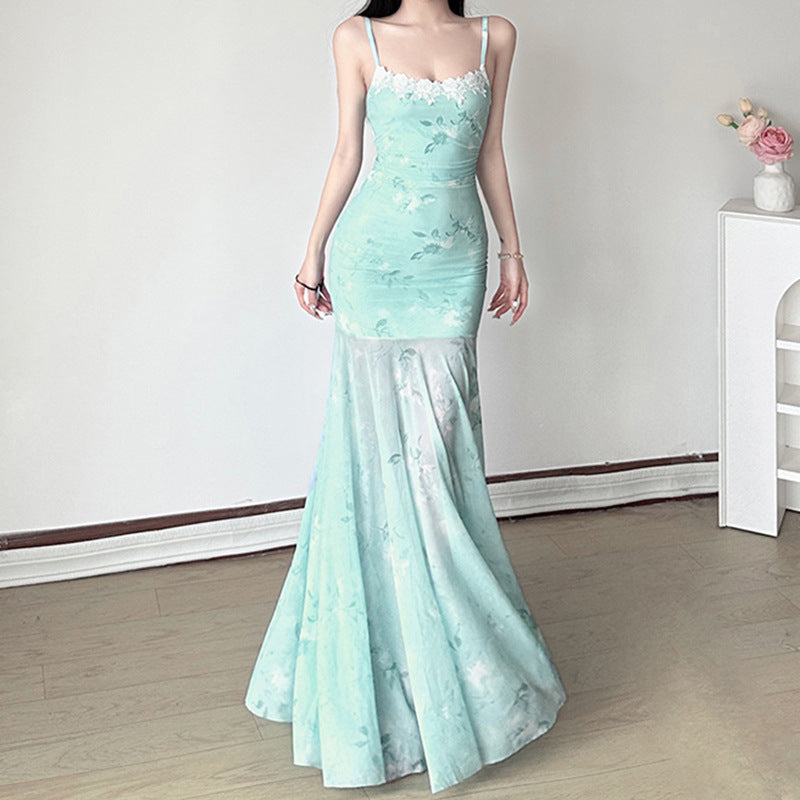 Damen Maxikleid mit floralem Druck und eleganter Spitzenborte Echo Archiv