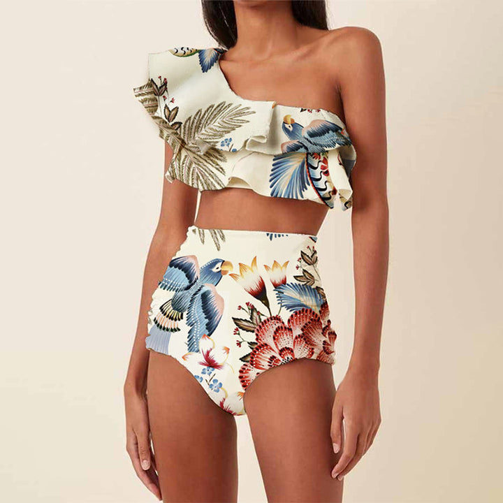 Damen Badeanzug-Set mit floralen Rüschen und taillierter Shorts Echo Archiv