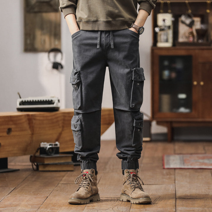 Herren lockere Cargo-Jogginghose mit Multifunktionstaschen, Kordelzug und elastischen Bündchen Echo Archiv