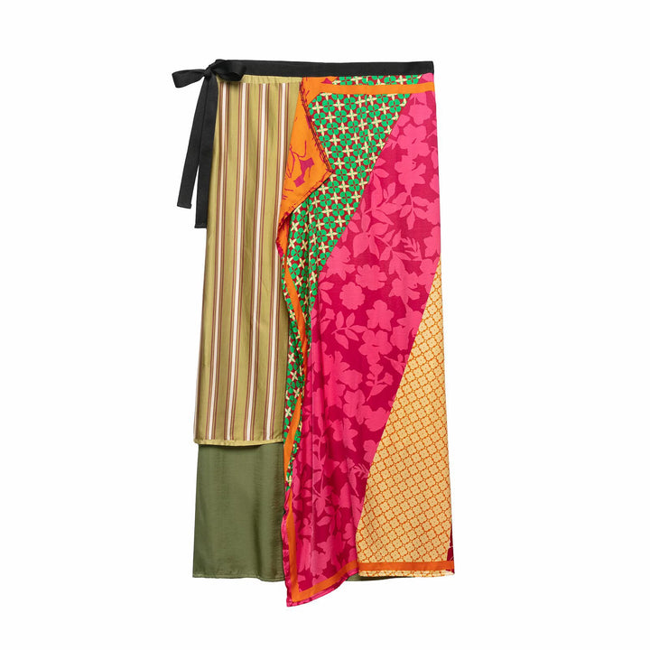 Damen Gemusterter Seiden-Kimono mit Bindegürtel und weitem Fledermausärmel Echo Archiv