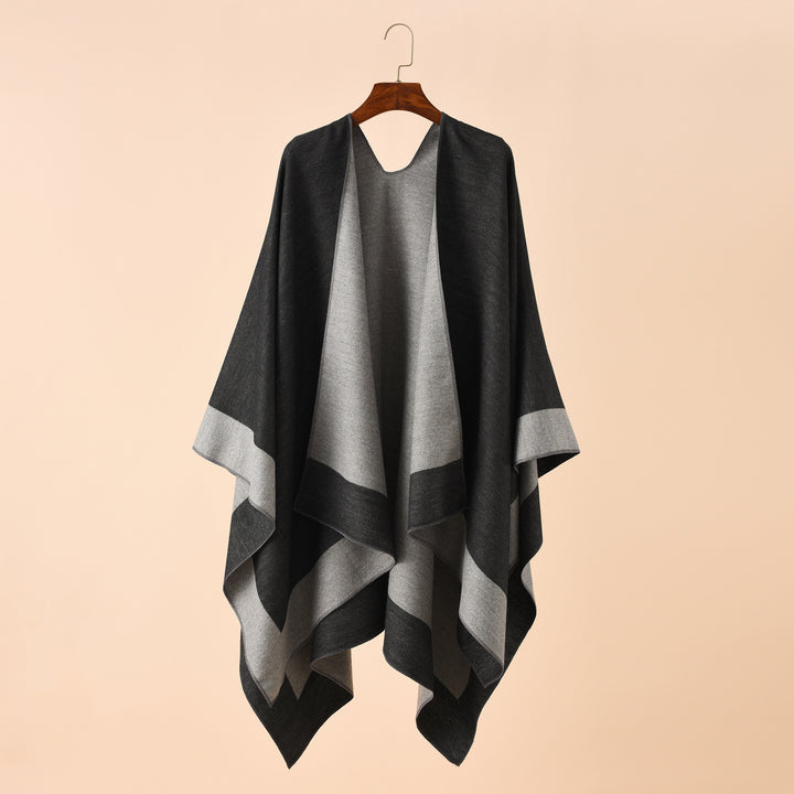 Damen Wendbarer Poncho-Cape aus Kaschmir-Mix mit Oversize-Schnitt Echo Archiv