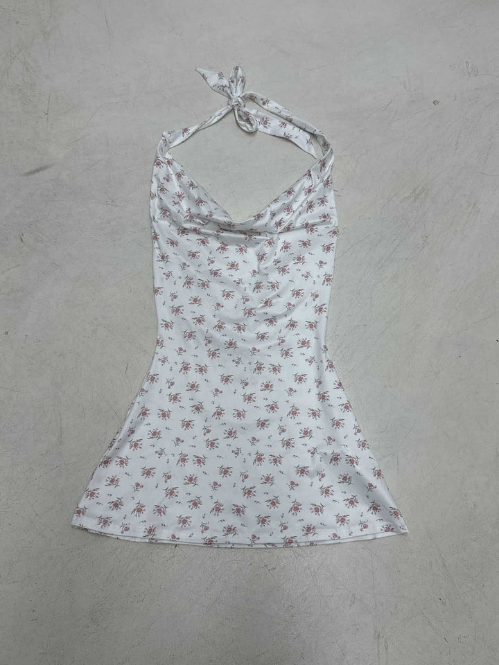 Damen luftiges Sommerkleid mit verspieltem Blumenmuster und tiefem V-Ausschnitt Echo Archiv