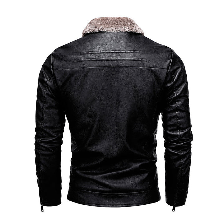 Herren Kunstleder-Pilotblouson mit Teddykragen und windabweisender Außenlage – Taviero