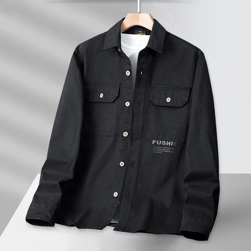 Herren Overshirt-Jacke im Utility-Stil mit Brusttaschen und Hemdkragen Echoarchiv