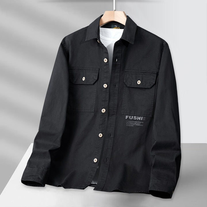 Herren Overshirt-Jacke im Utility-Stil mit Brusttaschen und Hemdkragen Echoarchiv