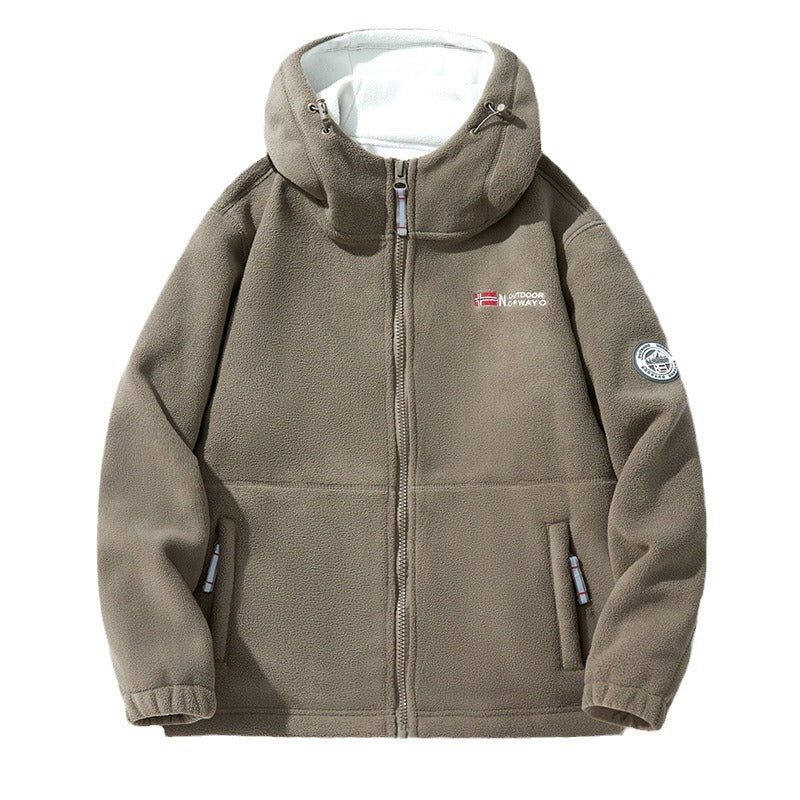 Unisex nan Kapuzen-Fleecejacke mit hochgeschlossenem Haubenkragen, durchgehendem Reißverschluss und seitlichen Einschubtaschen Echo Archiv
