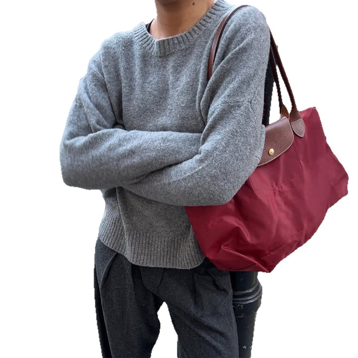 Damen großer Nylon-Shopper mit Ledergriffen und faltbarer Leichtbauweise – Avelisse