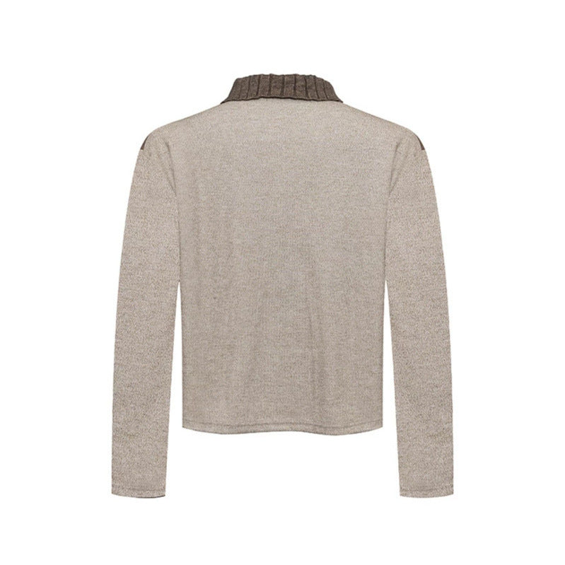 Damen Langarm-Poloshirt mit Halbzip, Kontrastschultern und Knopfmanschetten Echoarchiv