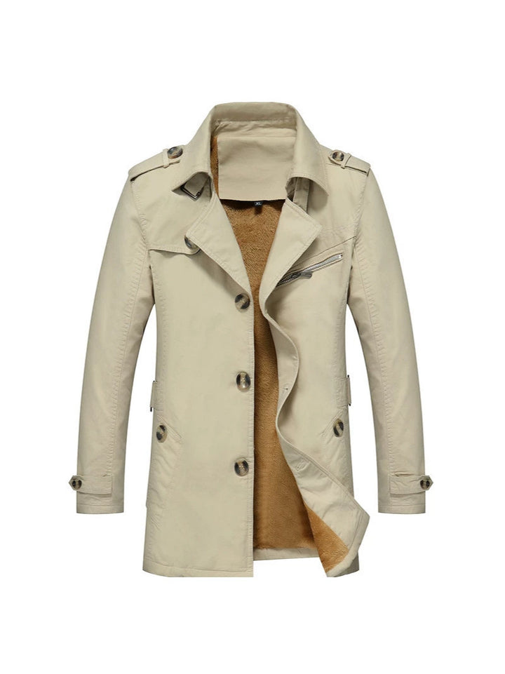 Herren Winterparka Manteljacke mit Teddyfutter, Stehkragen und Reißverschluss-Details Echoarchiv