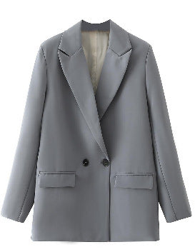Damen Oversize Doppelreihiger Blazer mit fallendem Revers und weicher Innenfütterung – Valéne